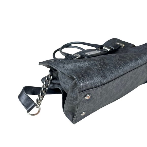 Michael Kors Black Gray MK Logo Hamilton Signature Tote Handbag Purse Authentic - Picture 8 of 16